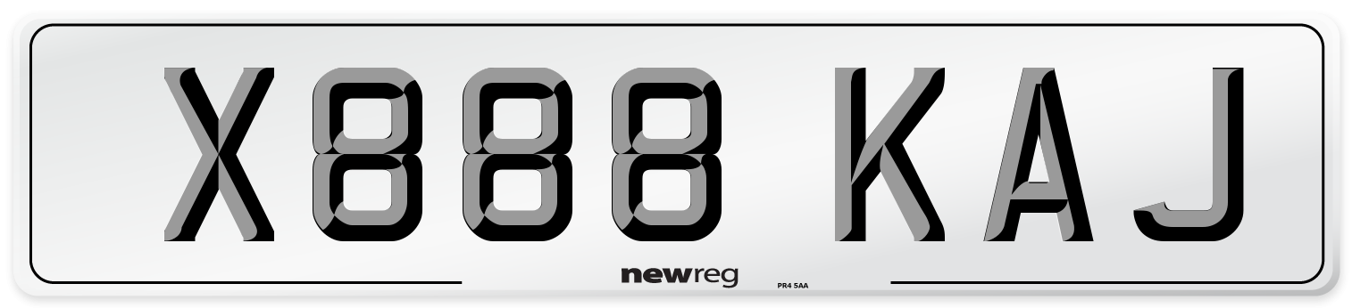 X888 KAJ Number Plate from New Reg